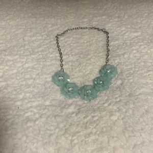 Blue floral silver necklace